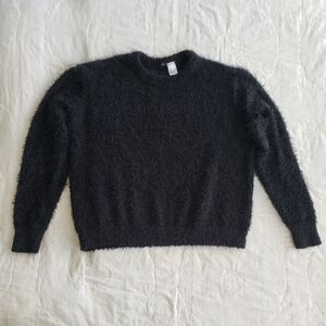 H&M Black Fuzzy Knit Sweater Size Small - Soft & Cozy Pullover